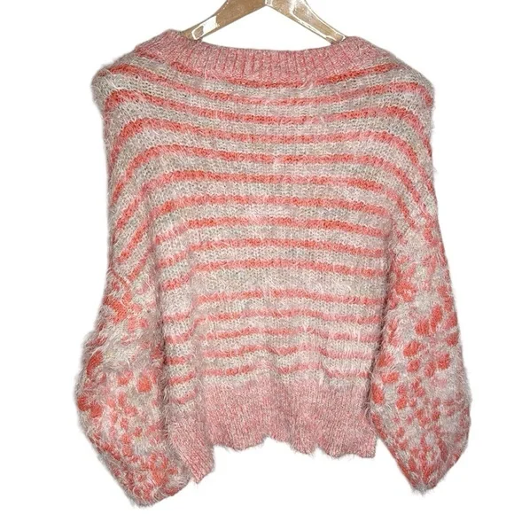 Free People Phoebe Strawberry Cream plush eyelash pullover sweater size S - Picture 4 of 12